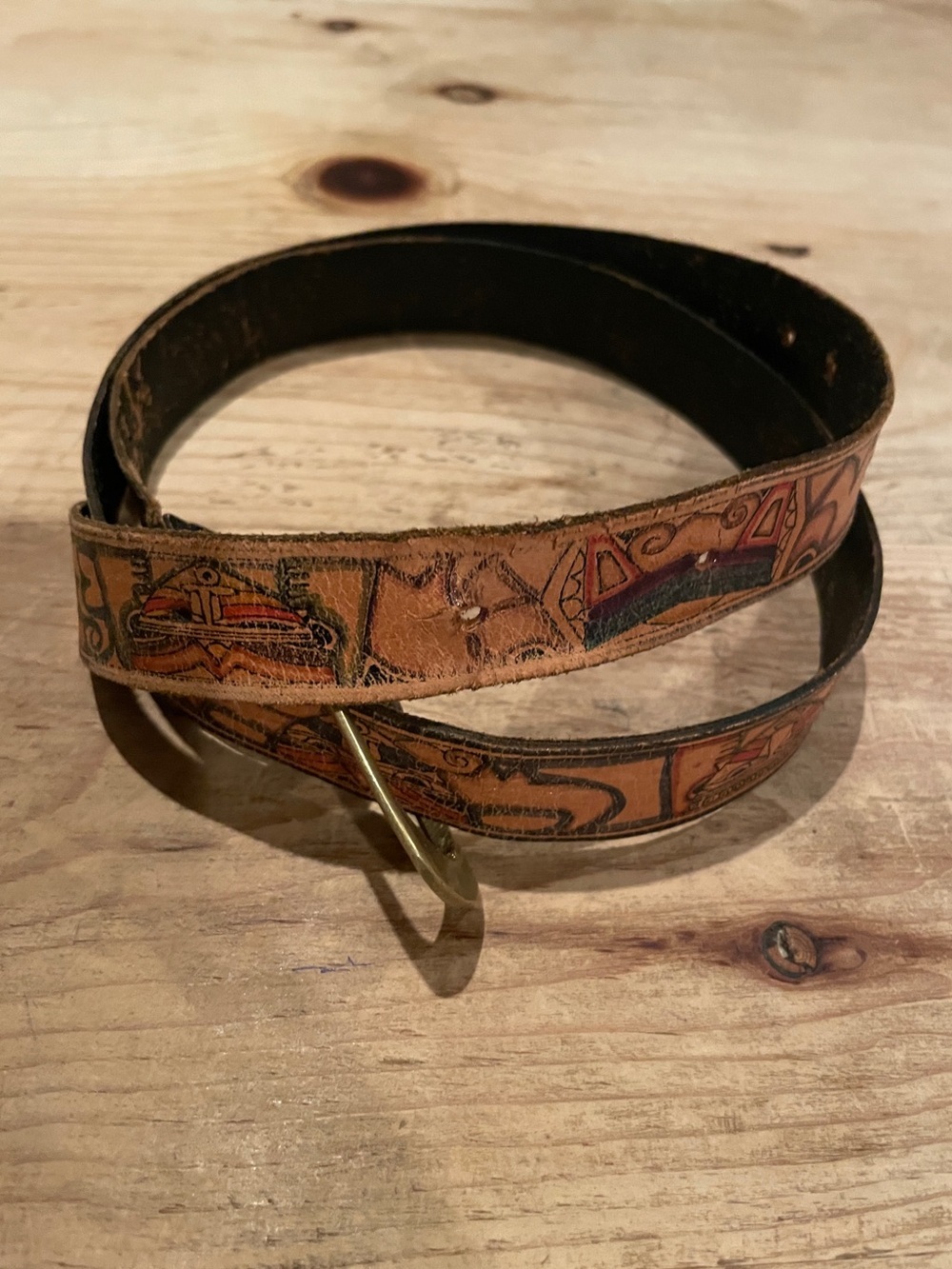 Egyptian graphic leather belt colorful unique ethnic coachella festival LG